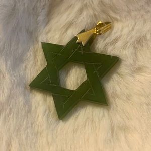 Vintage Jade and Gold Star of David Pendant